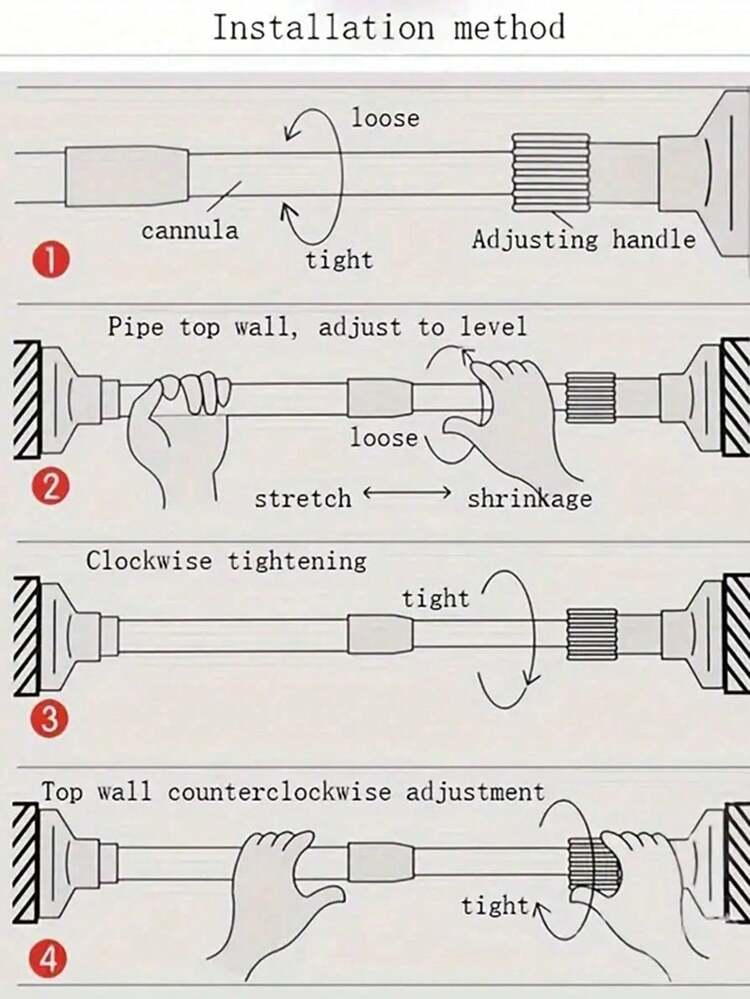 1 件可调节不锈钢窗帘杆，可伸缩浴室毛巾杆、衣架、窗帘杆、衣柜挂架、可伸缩浴帘杆、阳台杆 - 无需钻孔，适用于窗帘、门和卧室，可用于收纳整理，女士白色 T 恤、女士黑色裤子、女士冬季服装 - 彩色 - 查看 7