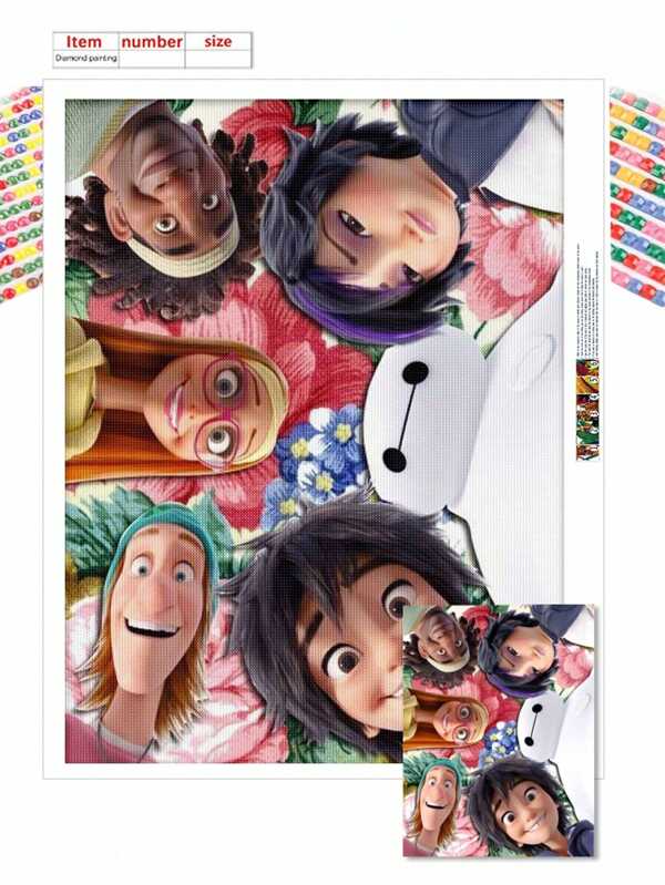 Pintura de diamantes 5D de Disney, Colección de personajes de Big Hero 6, adecuado para adultos y niños, ejercicio manual DIY, pintura de decoración del hogar, pósters de anime