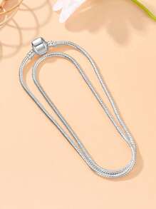1pc 45cm Stainless Steel Heart Shape Clasp Snake Bone Chain Necklace, Suitable For DIY Beaded Pendant