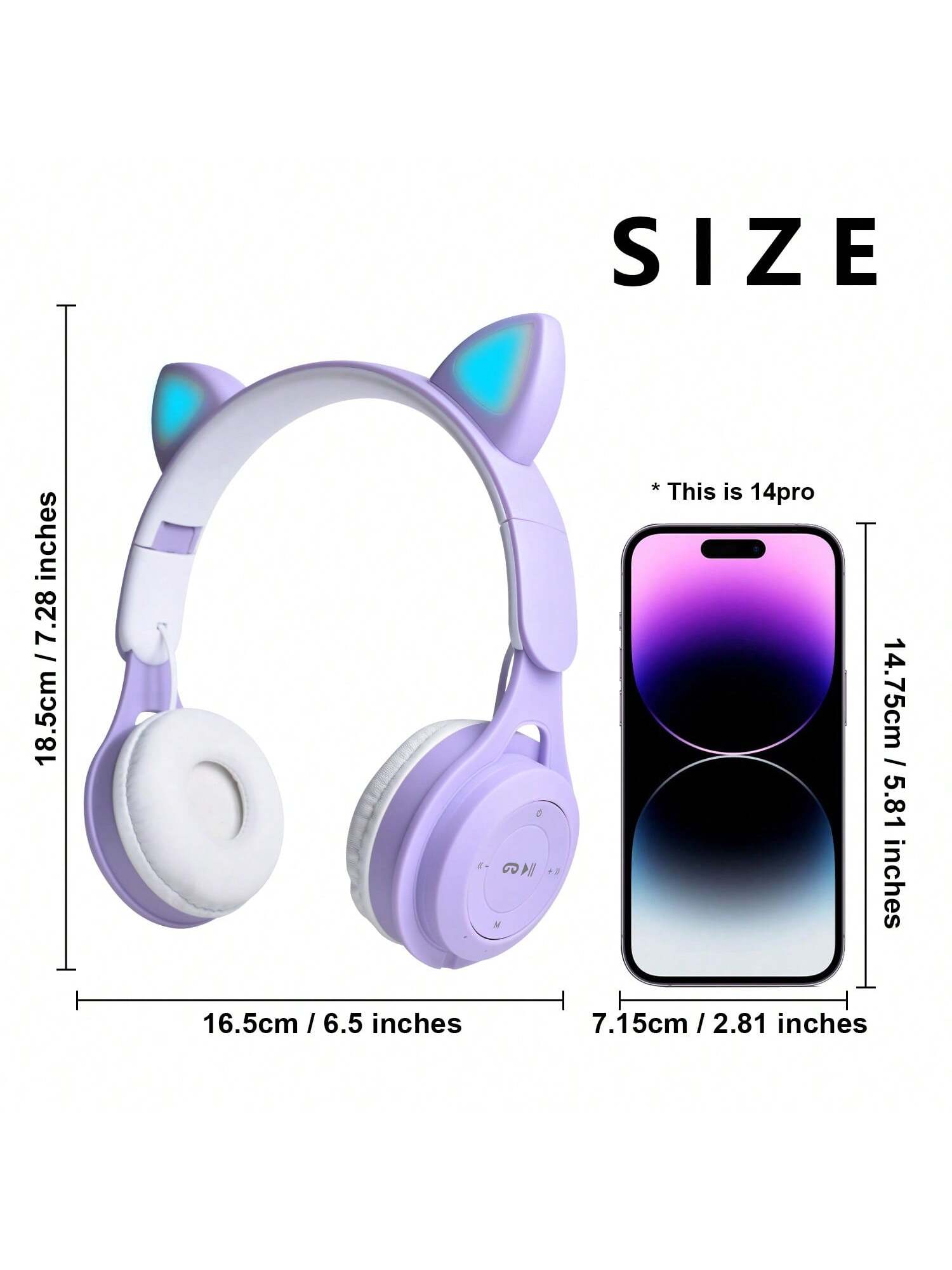 سماعات رأس لاسلكية على شكل أذن قطة جديدة ، ألوان ت...