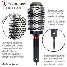 QYTechnique Thermal Hair Brush 390 2 For Curling And Styling HeatRetaining Barrel With AntiStatic Tourmaline Bristles Round Thermal Brush Ideal For All Hair Types1613 - 黑銀 - 查看 3