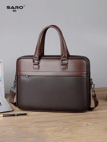 Men's Briefcase Messenger Bag, Large Capacity Computer Bag For Files & Office Supplies, Business Commute, PU Leather Minimalist Style, Suitable Gift For Men - Multicolor - View 5