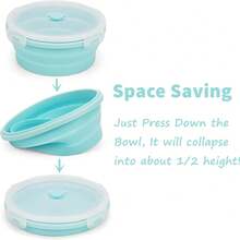 硅胶可折叠食品储存容器 - 带盖准备/储存碗 - 圆形硅胶午餐盒 - 微波炉和冷冻食品容器