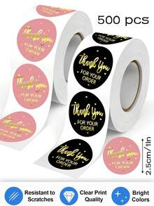 500 pièces/rouleau Autocollants "Merci pour votre commande", Autocollants "Merci" faciles à décoller, Autocollants pour produits faits main, Autocollants "Merci" pour sacs cadeaux, emballages et étiquettes de petites entreprises de au détail en ligne. Pour fournitures scolaires, rentrée des classes. - Multicolore - Voir 8