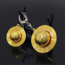 1 件 2025 新款动漫海贼王金属草帽钥匙扣吊坠饰品 - 节日礼物、生日礼物、派对礼物、完美礼物