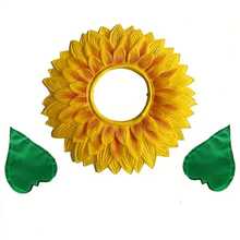 1 套向日葵头饰服装，绿叶手套 + 向日葵面罩，有趣的表演道具，向日葵帽子，黄色花朵头饰，适合化妆舞会、舞蹈表演、节日游戏，成人尺寸 - 黃色 - 查看 6
