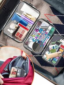New Arrival! All-In-One Charger Travel Organizer - Transparent Toiletry Bag, Travel Essential, Portable Zipper Travel Makeup Bag, Beach Clear PVC Toiletry Bag, Waterproof Storage Pouch, Transparent Organizer Bag, Cable And USB Organizer Bag, Airport Approved PVC Cosmetic Bag For Chargers, Cables And Power Banks - Multicolor - View 7