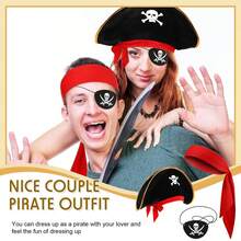 6 Pieces Black Pirate Eye Patch Eye Patches 3D Adjustable One Eye Skull Patch Pirate Captain Eye Patch For Adults Kids Skull Crossbone Eye Patch For Pirate Theme Party Christmas Decorations