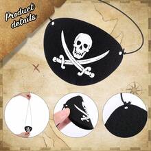 6 Pieces Black Pirate Eye Patch Eye Patches 3D Adjustable One Eye Skull Patch Pirate Captain Eye Patch For Adults Kids Skull Crossbone Eye Patch For Pirate Theme Party Christmas Decorations