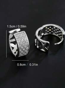 1 Pair Fashionable & Full Crystal Stud Earrings For Men, Jewelry Accessories For Holiday Gathering