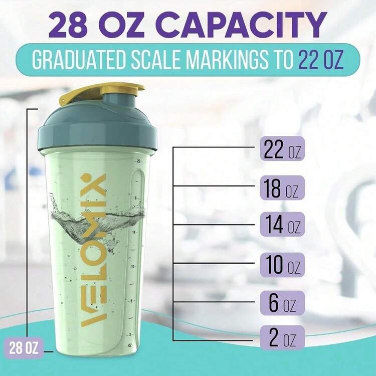 2-Pack 28oz/830ml Premium Shaker Bottles With 4 Stainless Steel Balls - Leakproof  Mixer Cups For Protein, Smoothies & Meal Replacement - Gym, Office, Travel & Home Use - Blue & Clear Combo With Measurement Marks - Cloud Gray & Butter Beige - View 6