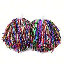 2pcs Lightweight And Portable Cheerleading Team Holding Fluffy Ball Ribbon,Dance Performance Props, Square Dance Games Props, For Football, Basketball, Football And Sports Performances, Team Sports, Dance And Cheer Cheer Props
