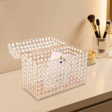 Crystal Wedding Card Box With Heart Lock, Money Card Box Treasure Chest Style Gold Gift For Wedding Receptions, Centerpiece Decor, Anniversary, Keepsake - Vàng - Xem 2