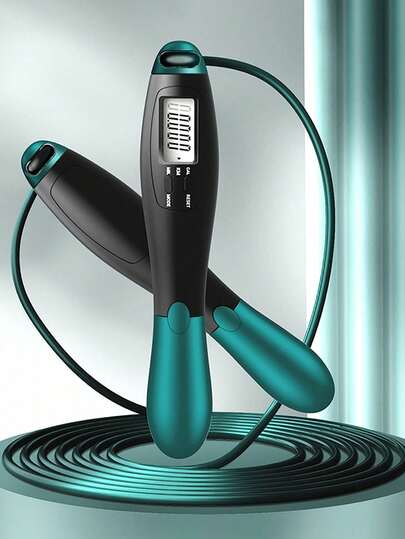 1 Set Cuerda de saltar de acero para adultos con contador, equipo deportivo