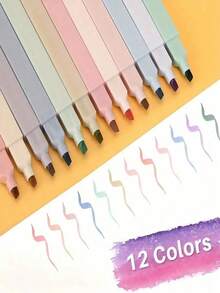 6/12 Stücke/Packung quadratische fluoreszierende Textmarker, Markenqualität mit abgewinkelter Spitze, fluoreszierender Markerstift, augenfreundlich, Schlüsselanhänger, Buchhaltung, Schulmaterial