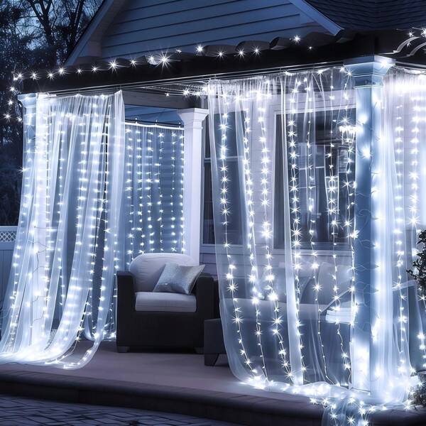 Solar-Powered Outdoor Fairy Curtain String Lights 8 Modes (Waves, Firing Flies, Chasing Flashing, Steady On, Twinkle Flashing, Fading Slowly), Warm/White/Colorful, Perfect For Weddings, Parties, Birthdays & Garden Decor, Solar Fairy Lights, Wedding Light Decoration
