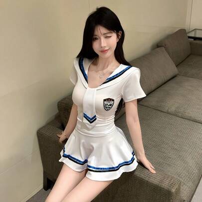 1 件海军领水手服日本学校风格服装，可爱啦啦队服装，适合节日、派对、表演、角色扮演、万圣节服装