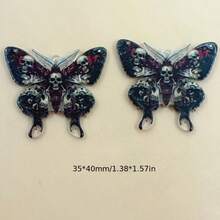 Zestaw 5/10 akcesoriów z zawieszkami na Halloween, kreatywny akrylowy wisiorek w kształcie czaszki z motylem, nadaje się do samodzielnego tworzenia naszyjników - Wielokolorowe - Zobacz 3