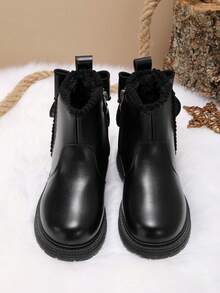 Children's Versatile Leather Boots, Minimalist Knight-Style Casual Footwear (Random Patterns On Sole And Side)