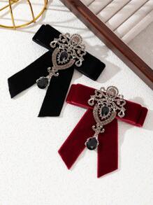 1 pieza Elegante gran lazo ondulado hecho a mano, accesorio de cristal de lujo con piedras brillantes para mujer, broche flor para el pecho, joya apropiada para uso diario, gran regalo