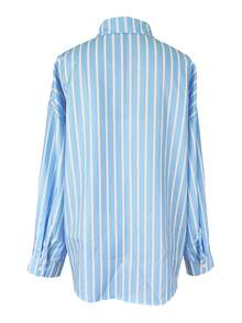 Striped Button-Down Casual Shirt, All Season - Blue - View 8