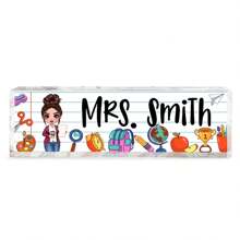 Cosas escolares personalizadas para maestros, placa de escritorio con nombre, regalo de regreso a la escuela para maestro, decoración de oficina