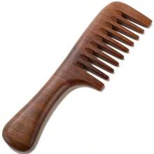 QY Wooden Comb For Women Hair Growth Wide Tooth Comb For Curls With Handle Ebony Wood  1613 - 長寬 - 查看 1