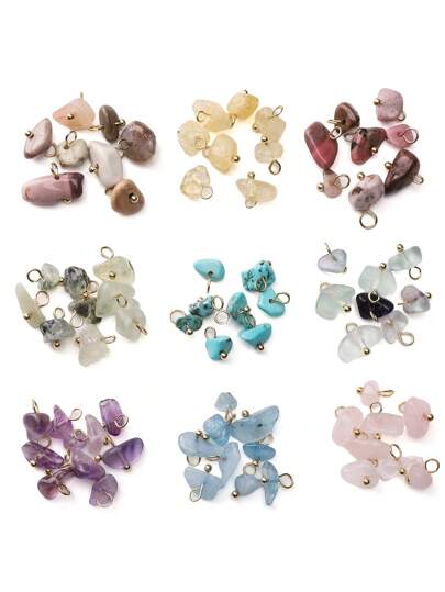 10pcs 5-10mm Natural Stone Pendant Asymmetric Charm, Natural Stone Bead Jewelry Accessories, For DIY Necklace, Earring, Bracelet, Phone Chain, Craft Supplies