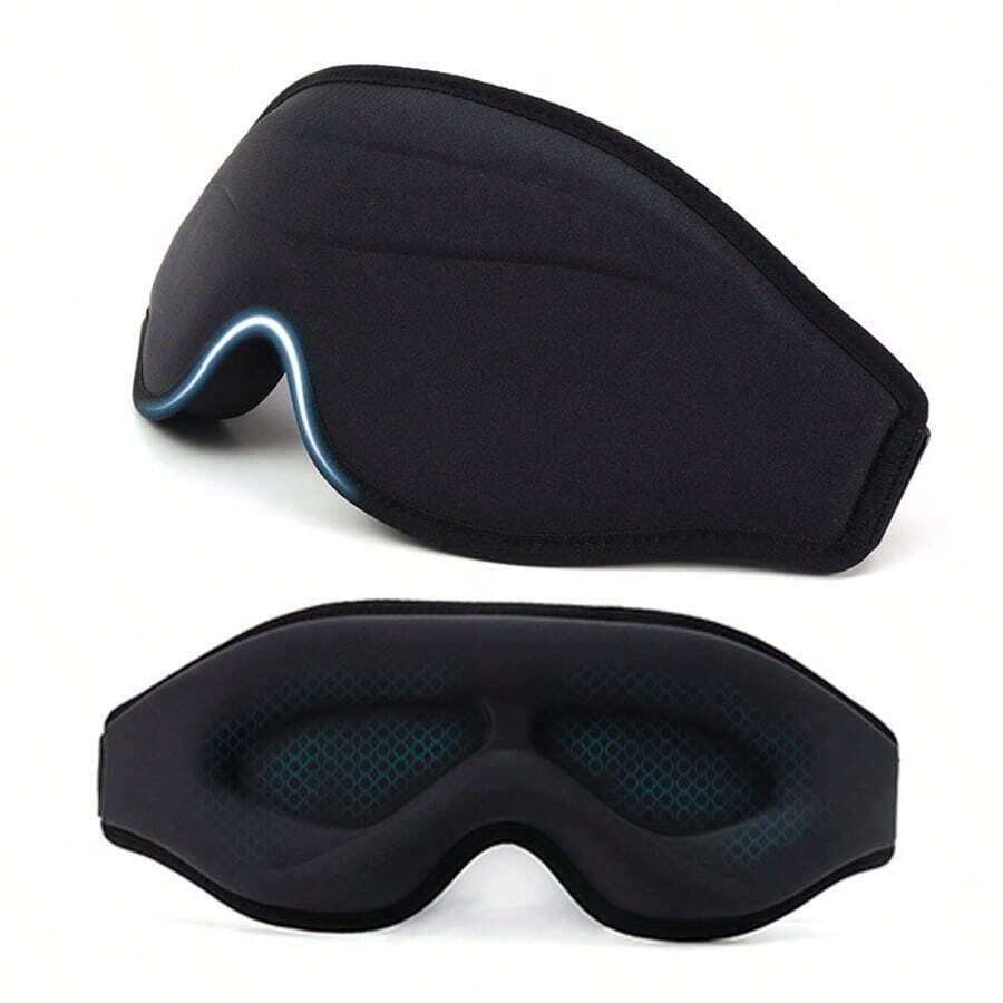 3D Memory Foam Eye Mask For Sleeping, Light Blocking, Nap, Sleeping, Elastic, Adjustable, Three-Dimensional, Breathable 3D Sleep Eye Mask, Black - 黑色 - 查看 1