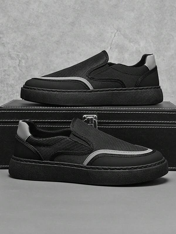 2025 New Canvas Shoes For Men, Breathable Casual Black Slip-On Loafers, Slouchy Old Beijing Cloth Shoes For Summer, Autumn & Winter