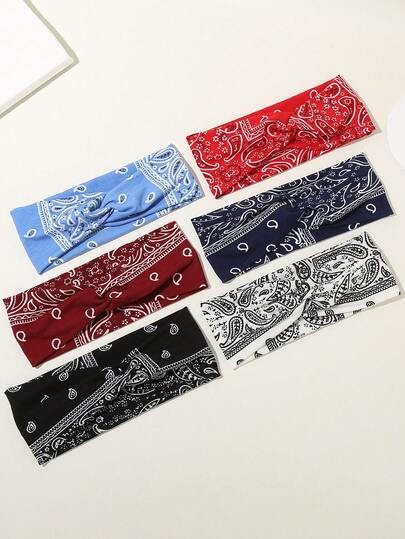 1 件男士柔软吸水宽佩斯利印花头带，波西米亚风格，适合日常生活、海滩度假、休闲运动、健身骑行、发饰、男士度假配饰、足球头带、男士配饰、男士配饰、棒球配饰、男士头带