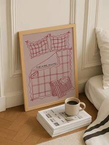 1 件“再睡五分钟”主题床头墙画，粉色“睡过头”主题，卧室装饰画，青少年宿舍装饰，家居墙面装饰，无框 - 彩色 - 查看 4