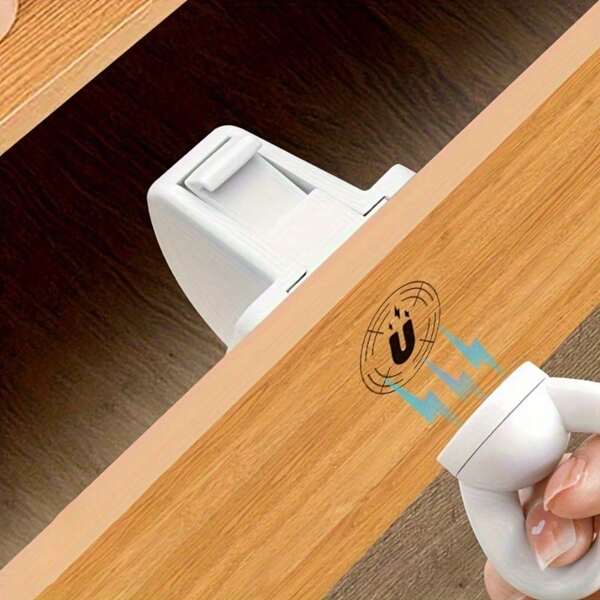 1pc Key+ 2pcs Locks Magnetic Drawer Locks, Invisible Concealed Locks, Multifunctional Safety Locks, Adhesive Locks
