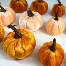 NetHong 12Pcs Fall Artificial Pumpkins Fake Velvet Pumpkin Autumn Halloween Party Decor - Multicolor - View 8