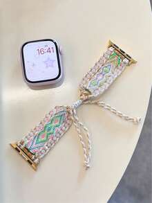 1 条适用于 38 毫米 40 毫米 42 毫米 44 毫米 41 毫米 45 毫米 46 毫米 49 毫米 Ultra Watch Series 10 9 8 7 6 5 4 3 2 的 Galaxy White Bohemian 手链腕带，适用于女式 表带