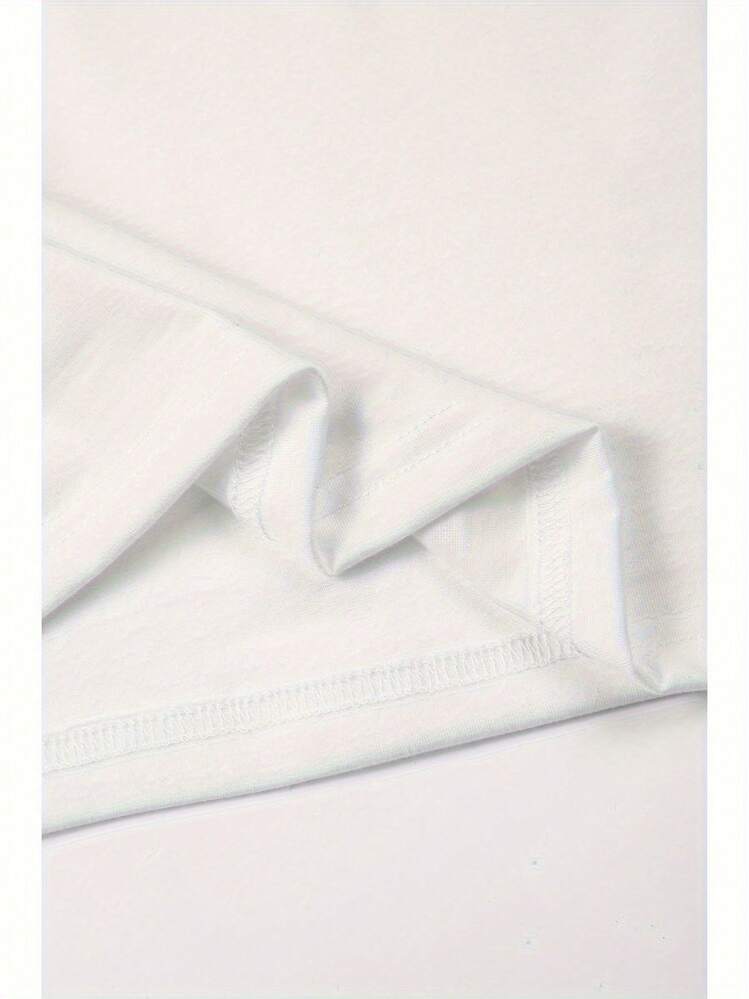 Breathable Summer Top For Daily Wear & Parties, Machine WashableRelaxed Fit Neutral Style T-Shirts - 白色 - 查看 4