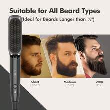 Men's Professional Ionic Hair Straightener Brush, 6 Temperature Settings, Ceramic Anti-Scald Hair Straightening Brush, Quickly Create Salon-Level Styling At Home Men's Electric Beard Styler Men's Beard Straightener - EU C Type Plug(220-240V) - View 2