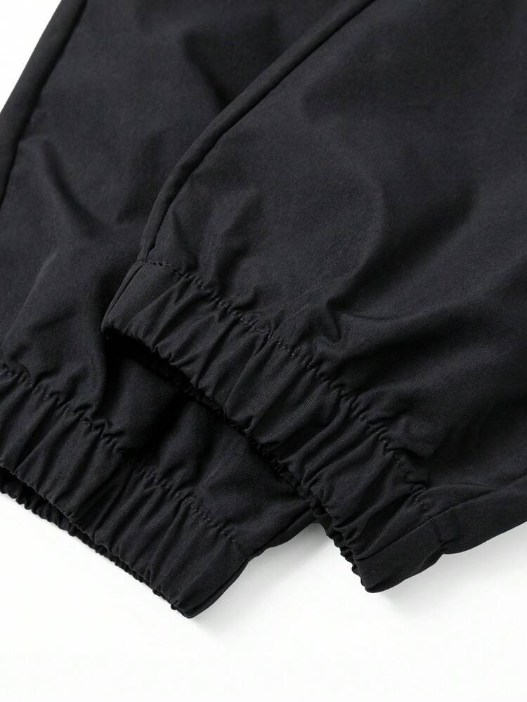Pantalones cargo para hombres de unicolor y peso ligero, con múltiples bolsillos, pierna entallada, pantalones casuales para exteriores y senderismo - Negro - Añade 9