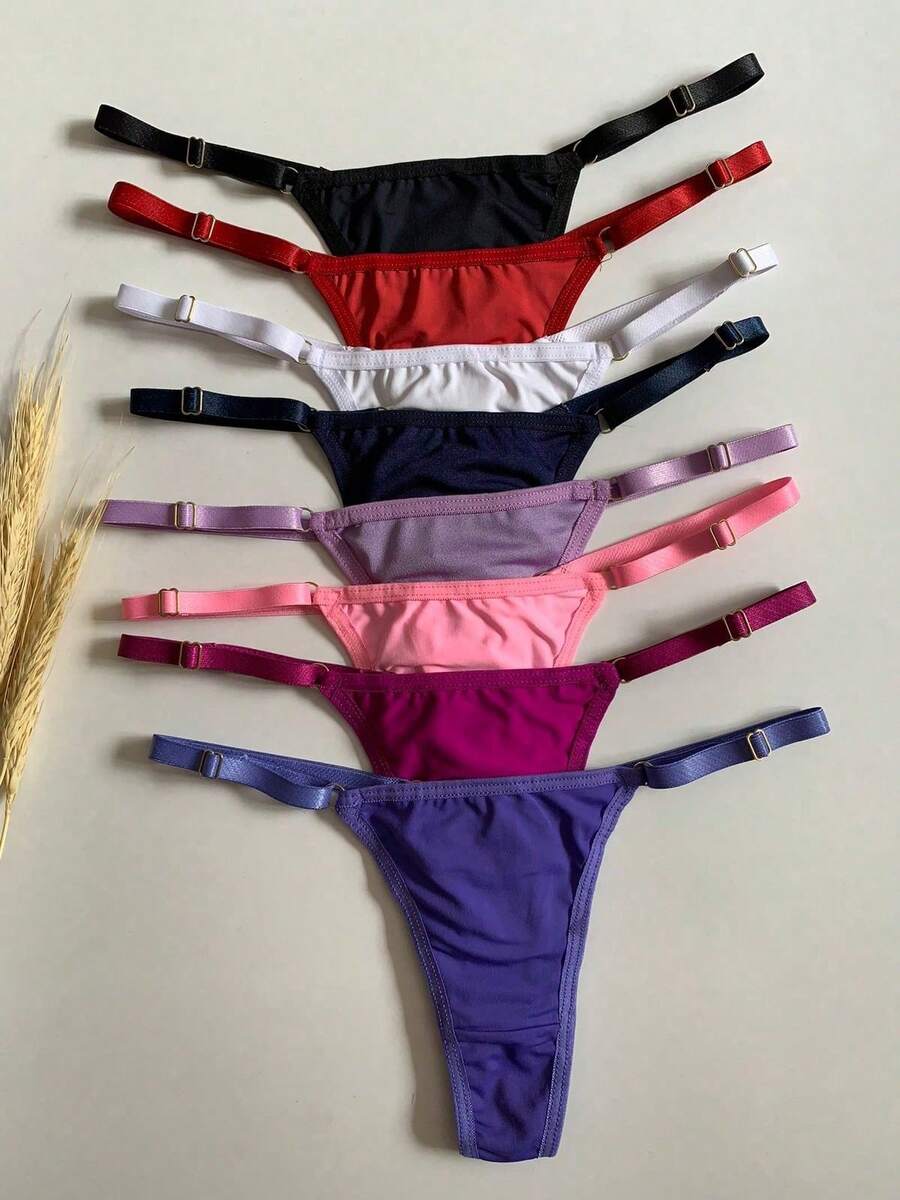 Kit Of 10 Microfiber Thong Panties With Side Adjustment - Multicolor - View 1