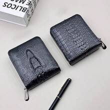 Wallet da uomo con chiusura lampo, grande capacità, porta carte, in pelle PU, multiposizione, organizer a coin, alta qualità, texture accattivante, chiaro, fattoriale, regalo per le vacanze per ragazzi