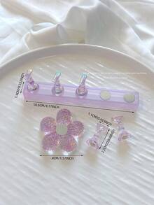 Set de decoración de arte de uñas 3D: 1 pieza de base hueca de acrílico + 5 piezas de puntas de uñas de color gelatina, con cristales de resina, cuentas, strass, efecto láser holográfico estilo coreano vintage, base de madera, 10 puntas de uñas doradas, gran regalo para niñas y mujeres