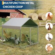 Large Metal Chicken Co Op With Waterproof And Anti-UV Cover, 120" X40" X40" Chicken Run With 3 Doors, Outdoor Hen House For Yard, Walk In Poultry Cage For Rabbit Duck Goose Metal Chicken Co Op, 120" X40" X40" Large Chicken Run With 3 Doors, Chicken Run For Yard With Waterproof And Anti-UV Cover, Walk In Poultry Cage For Rabbit Duck Goose - Bạc - Xem 3