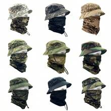 British SAS Short Brim Boonie Hat MC Dark Night Tactical Camouflage Sun Protection Hat Outdoor Hiking Sunshade Round Edge Bucket Hat (Hat And Mask ) - Multicolor - View 2