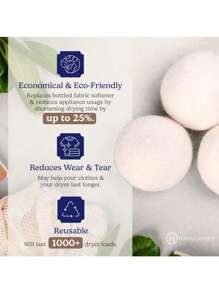Pacote com 6 bolas para secadora de tambor - Bolas de lã orgânica reutilizáveis feitas à mão para lavar roupas, adequadas para máquinas de lavar, reduzindo o tempo de secagem e os vincos, com amaciante de roupas com fragrância natural para roupas, utensílios para lavanderia, secadora de roupas, acessórios para banheiro, itens essenciais para a casa, materiais de volta às aulas, presentes de Natal