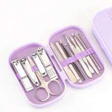 绿色14件套美甲套装不锈钢修脚套装男女指甲钳8件合1专业护理工具防溅指甲套装包括便携式脚趾甲剪、眉毛、挖耳勺，带黑色、蓝色、绿色、粉色收纳盒 - 淺粉色 - 查看 20