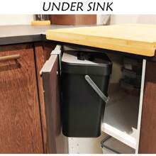 Kitchen Countertop Compost Bin, Hanging Small Trash Can With Lid, Suitable For Kitchen And Bathroom, Can Install Compost Bucket, Black