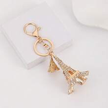 Fashion Paris-Style Women Keychain, Rhinestone Decor Eiffel Tower Bicycle Keyring, Geometric Pattern Elegant Zinc Alloy Accessory, Gift For Women, Summer Car Accessories Cute Goth Y2k Bag Accessories Lanyards With Id Holder Car Accessories Bag Charms Christmas Car Accessories Teacher Friend Sister Gift Ideas - One Size - View 4