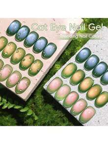 XEIJAYI 15ML Barley Cat Eye 3 Colors Cat Eye Nail Gel Polish  Semi Permanent Nail Art Soaking UV LED Nail Salon DIY Nail Salon Gel For Spring And Summer - màu xanh lá - Xem 4