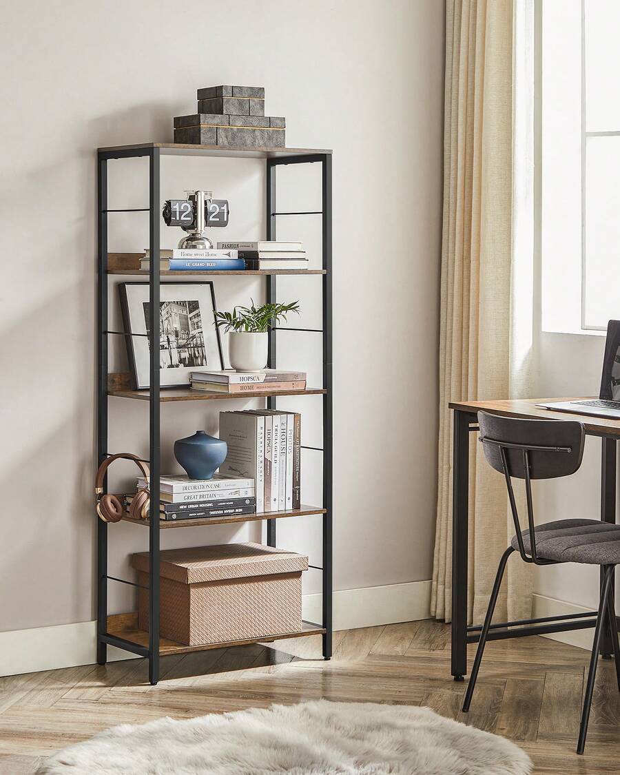 VASAGLE Bookcase - Rust Brown - View 1