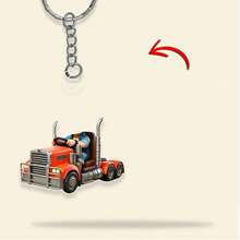 1pc Customized Photo Portrait Truck Shaped Acrylic Keychain, Personalized Cute & Fun Gift For Family, Couples, Friends - Multicolor - View 8